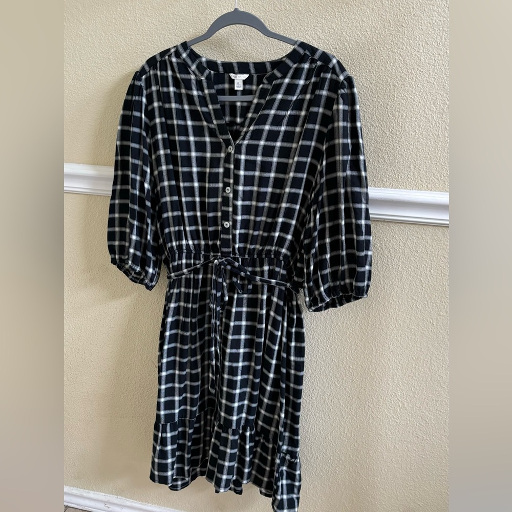 Fall dress Cato black plaid dress three-quarter sleeve